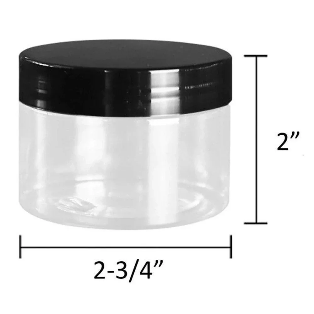 30 Pack 4oz Clear Plastic Jars w/ Black Lids Leak-Proof Round BPA-Free Food Safe